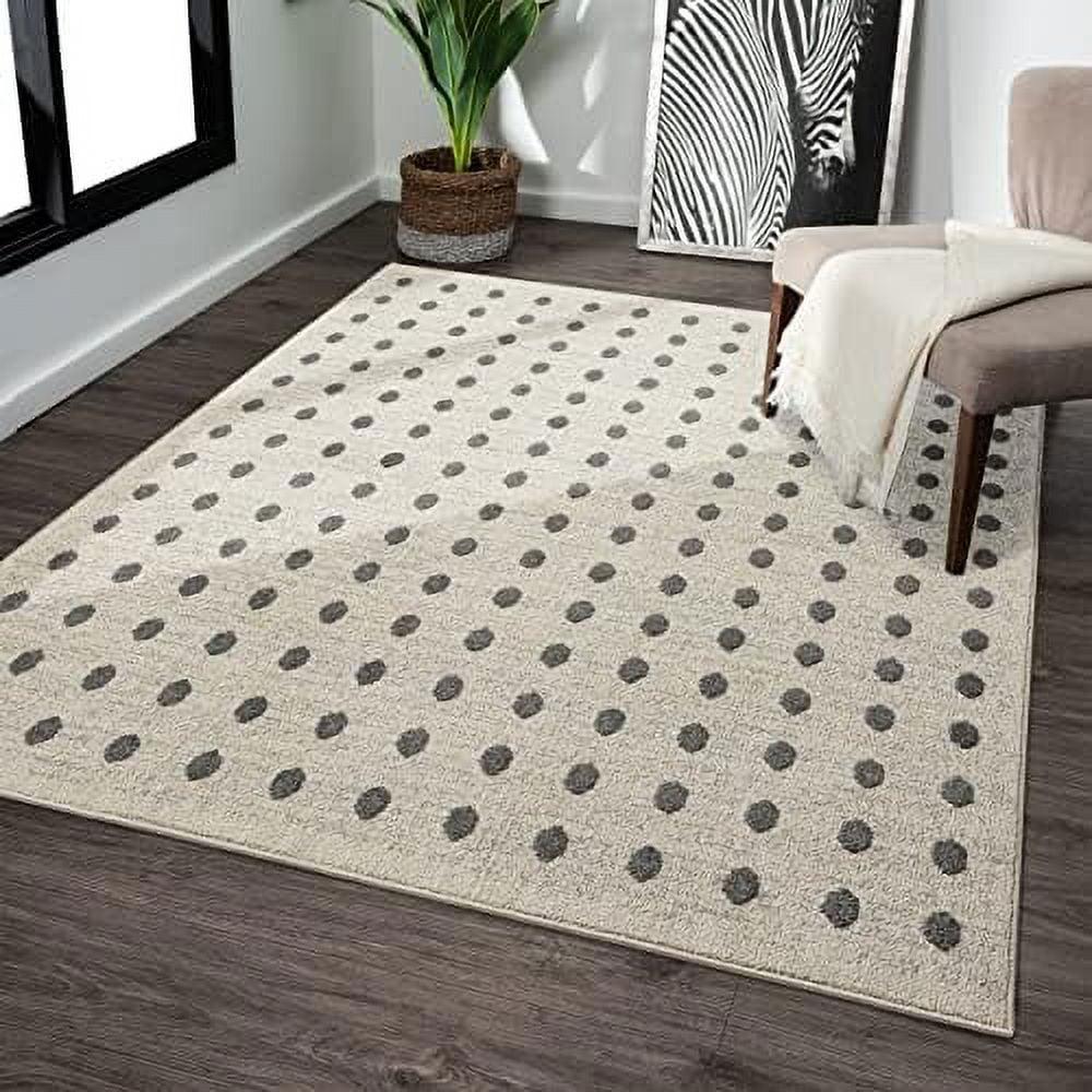 Cream Geometric Dots 5' x 7' Synthetic Area Rug