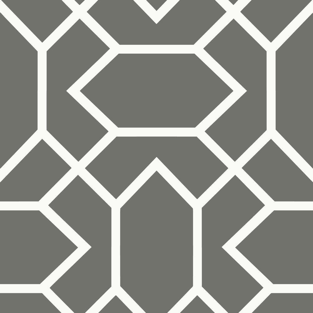 RoomMates Modern Geometric Peel and Stick Wallpaper Dark Gray: Vinyl, Self-Adhesive, Removable, 28.2 Sq Ft Coverage