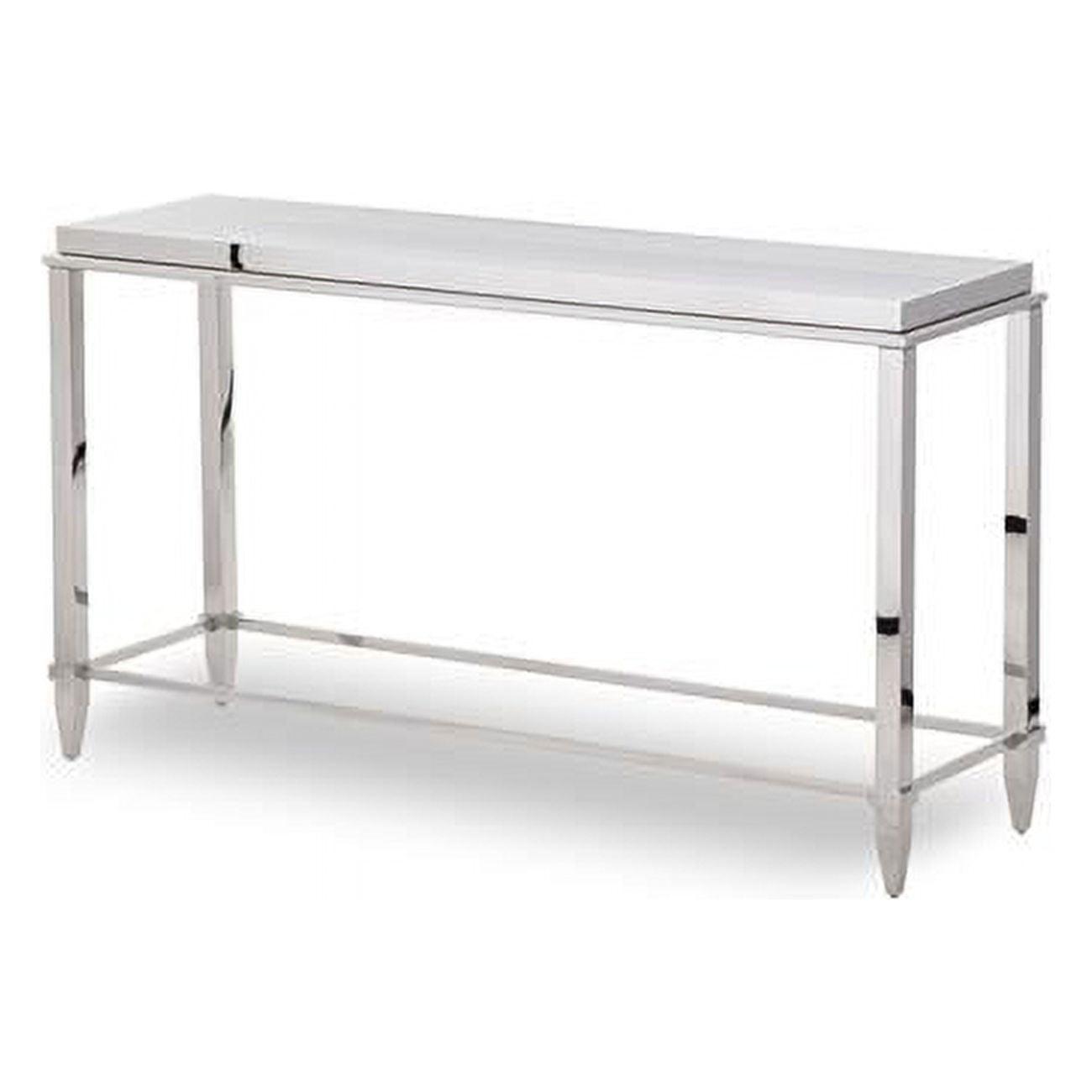 Elegant Stainless Steel & Glass Console Table, 55" Width