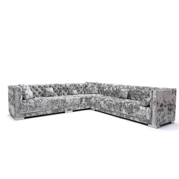 Modern Grey Crushed Velvet Sectional Sofa VIG Divani Casa Fredrick
