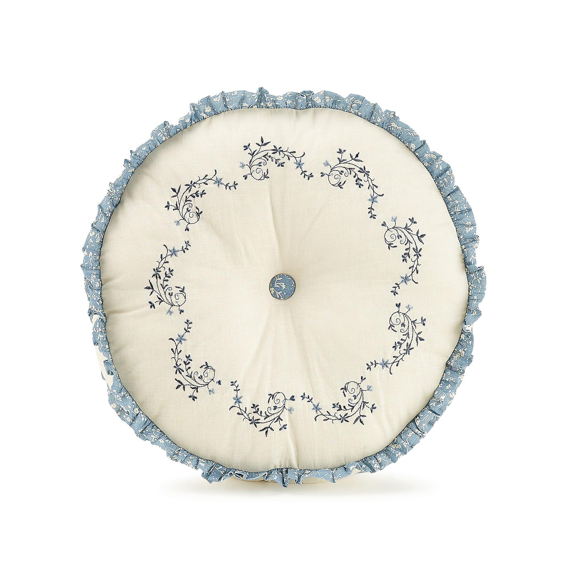 Simona Embroidered Round Pillow