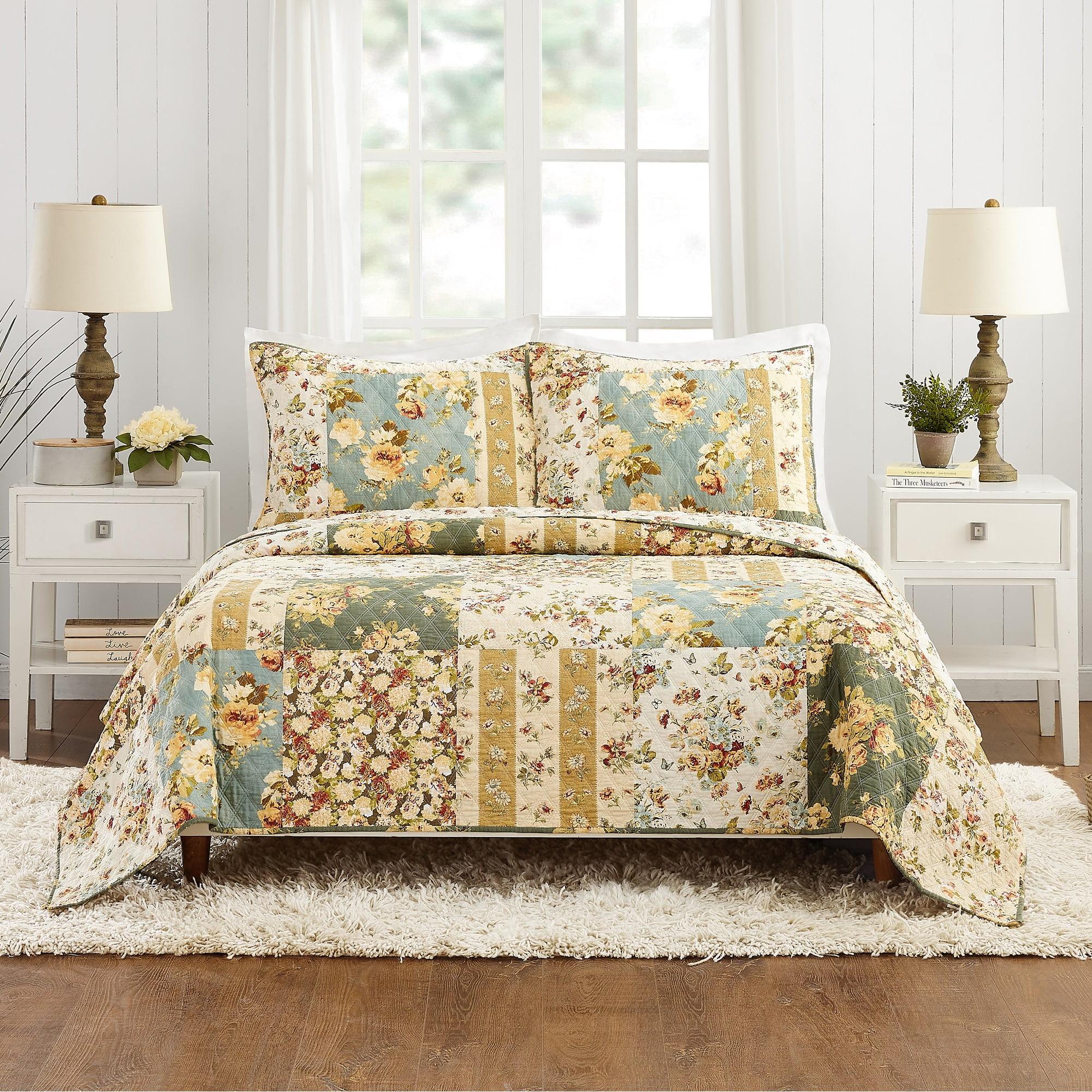 Floral Patch 3-Piece Cotton Quilt/Coverlet Set