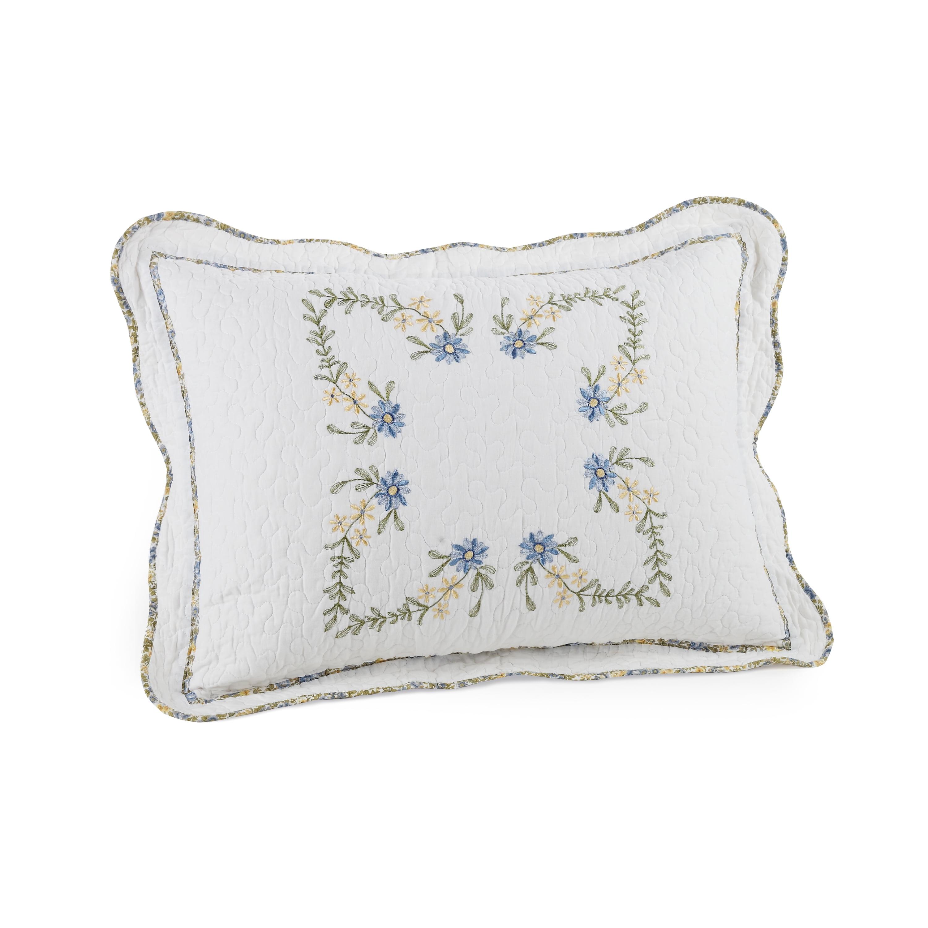 Heather Floral Embroidered Cotton Standard Sham