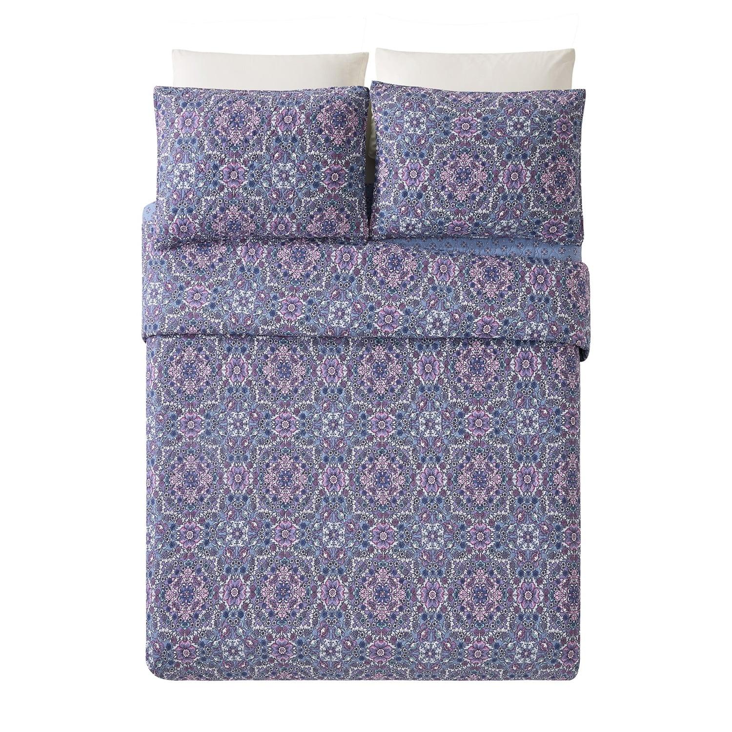 Modern Heirloom Lavender Florals 100% Cotton Purple Quilt Set