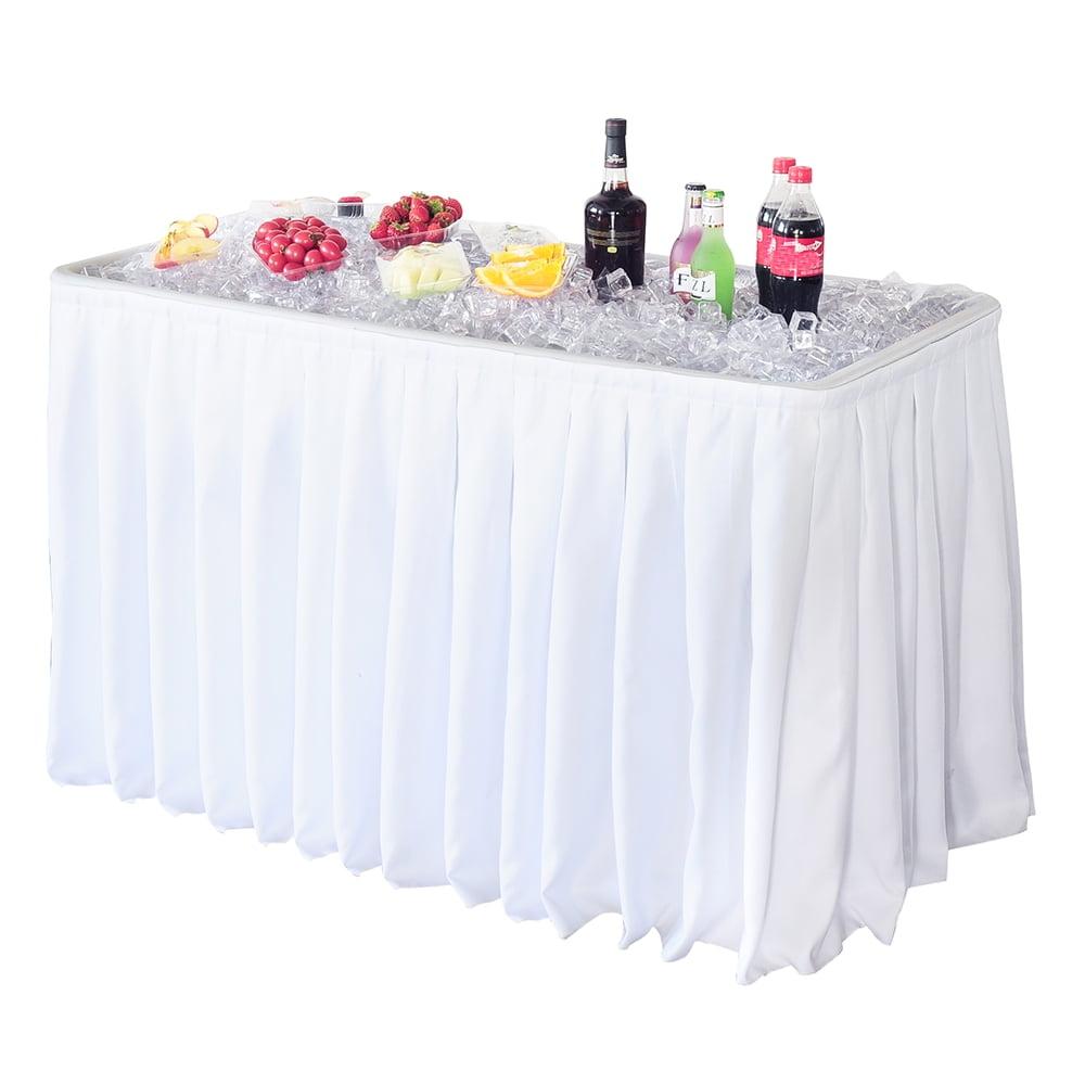 Modern Home 4' Portable Folding Party Ice Bin Table with Skirt - White