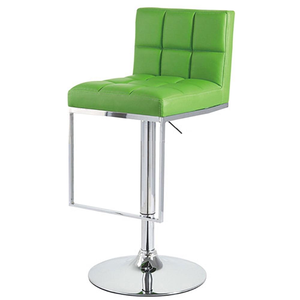 Lime Green Adjustable Swivel Faux Leather Bar Stool