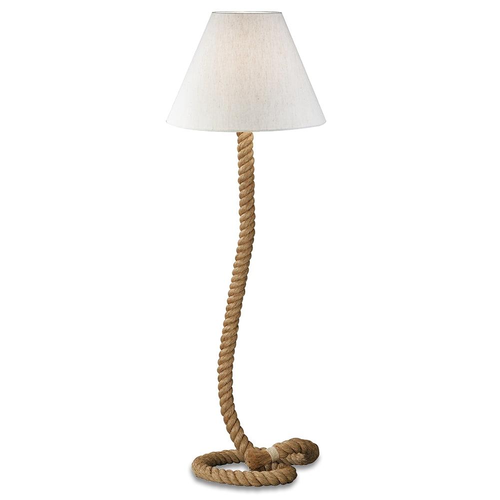 Whimsical Nautical Abaca Rope Floor Lamp with Jute Shade