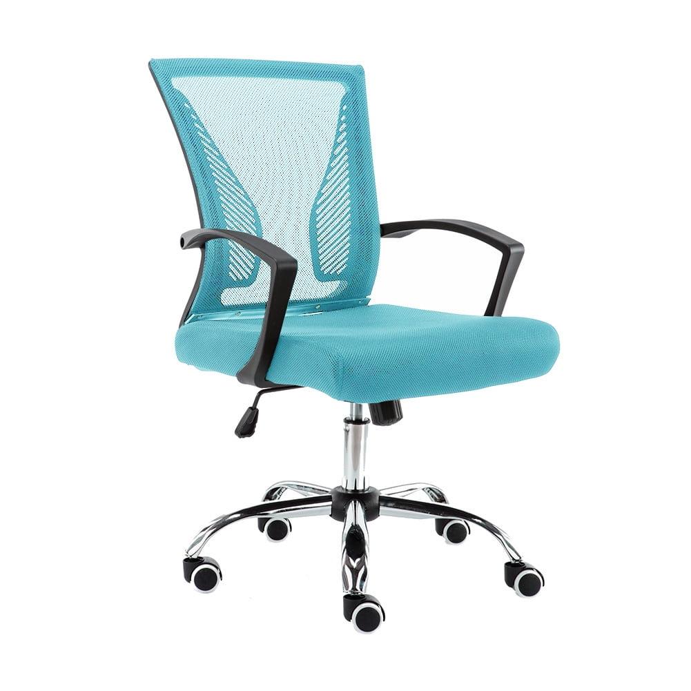 Modern Home Zuna Mid-Back Office Task Chair - Ergonomic Back Supporting Mesh Back Desk Chair (Black/Aqua)