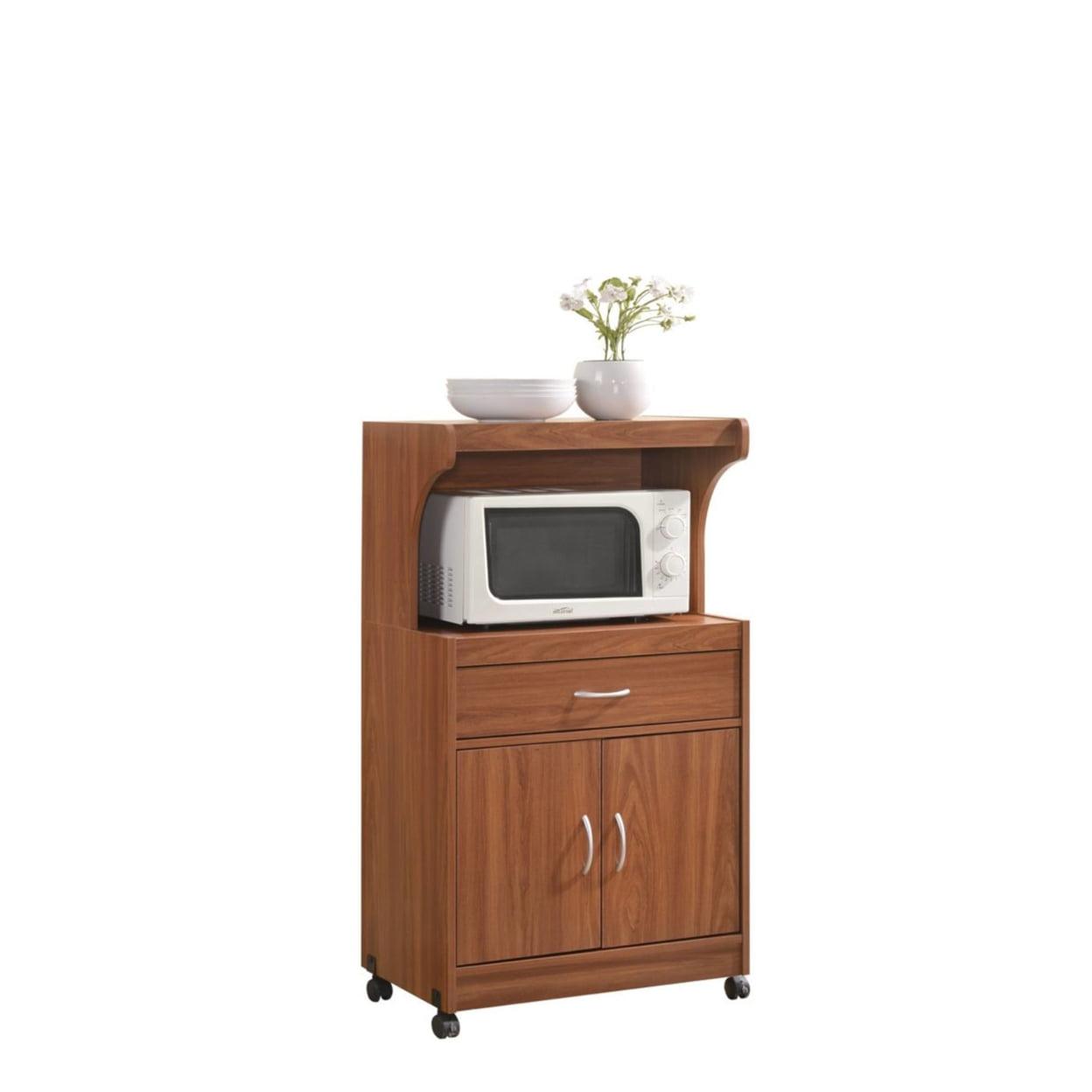 Microwave Kitchen Cart in Cherry - Hodedah