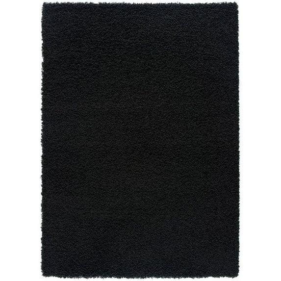 Modern Indoor Rectangular Carpet, Pad, Mat Alora Black Shag 5' x 7' Rug