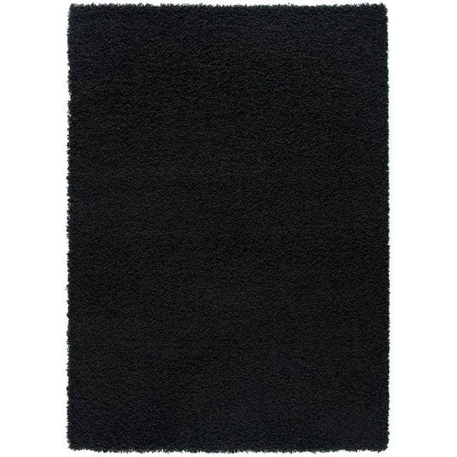 Modern Indoor Rectangular Carpet, Pad, Mat Alora Black Shag 5' x 7' Rug