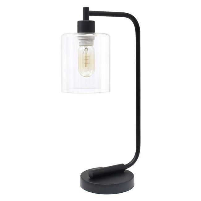 Lalia Home Modern Iron Desk Lamp with Glass Shade Black