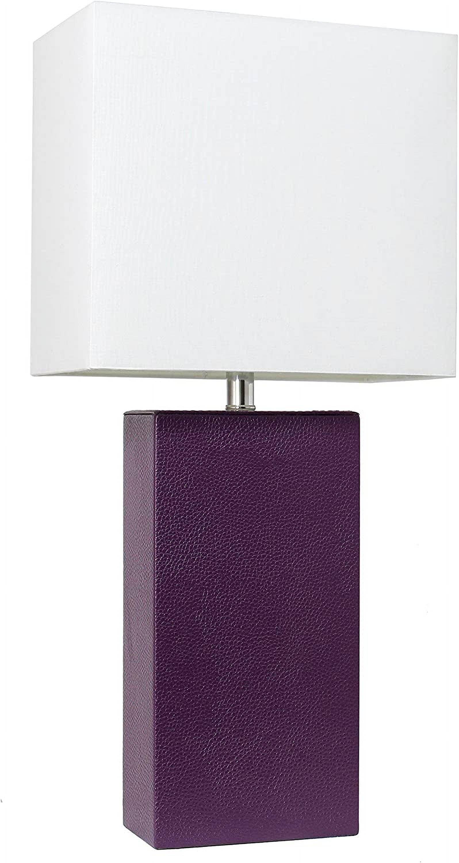 Modern Leather Table Lamp with USB and Fabric Shade - Elegant Designs