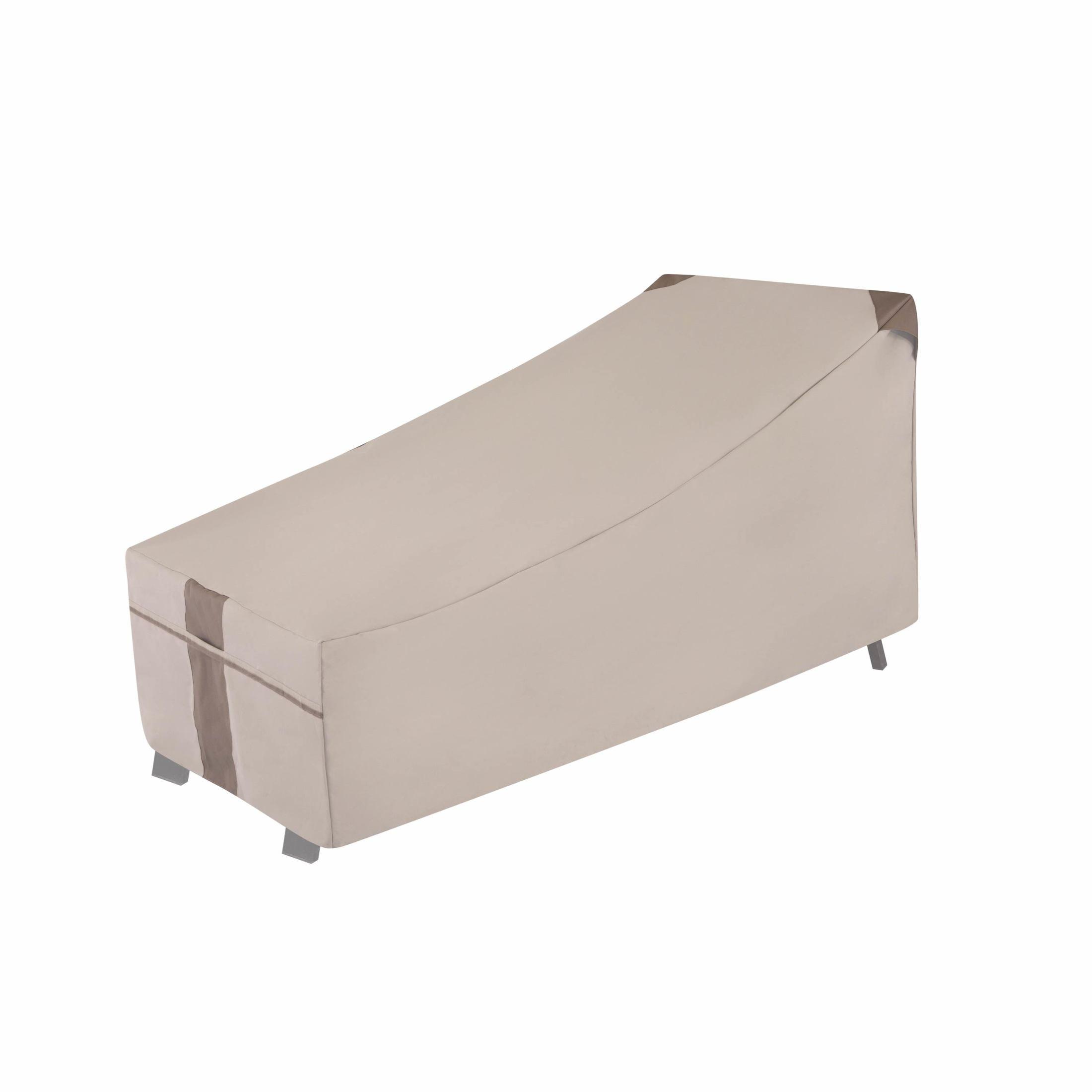 Beige Weather-Resistant Patio Chaise Lounge Cover with Leg Buckles