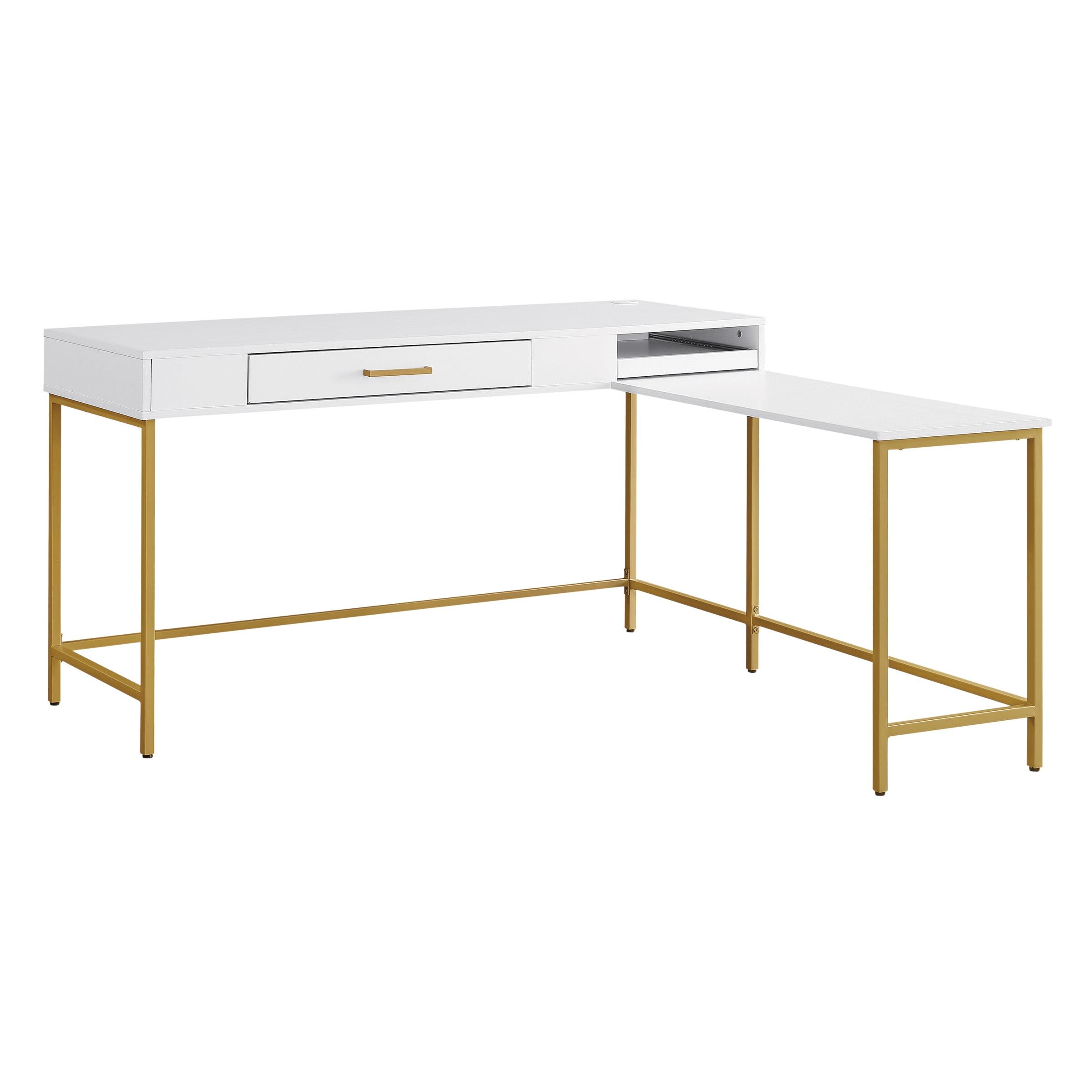 Modern Life L Shaped Desk White - OSP Home Furnishings: Home Office Furniture with All Purpose Drawer