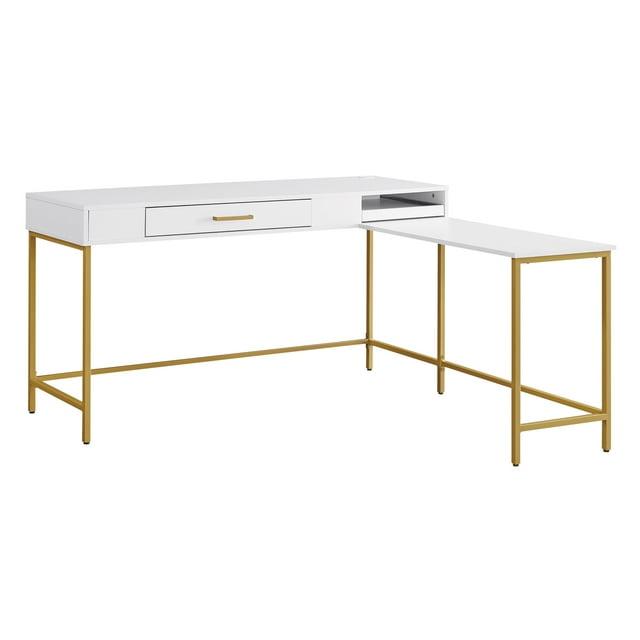 Modern Life L Shaped Desk White - OSP Home Furnishings: Home Office Furniture with All Purpose Drawer