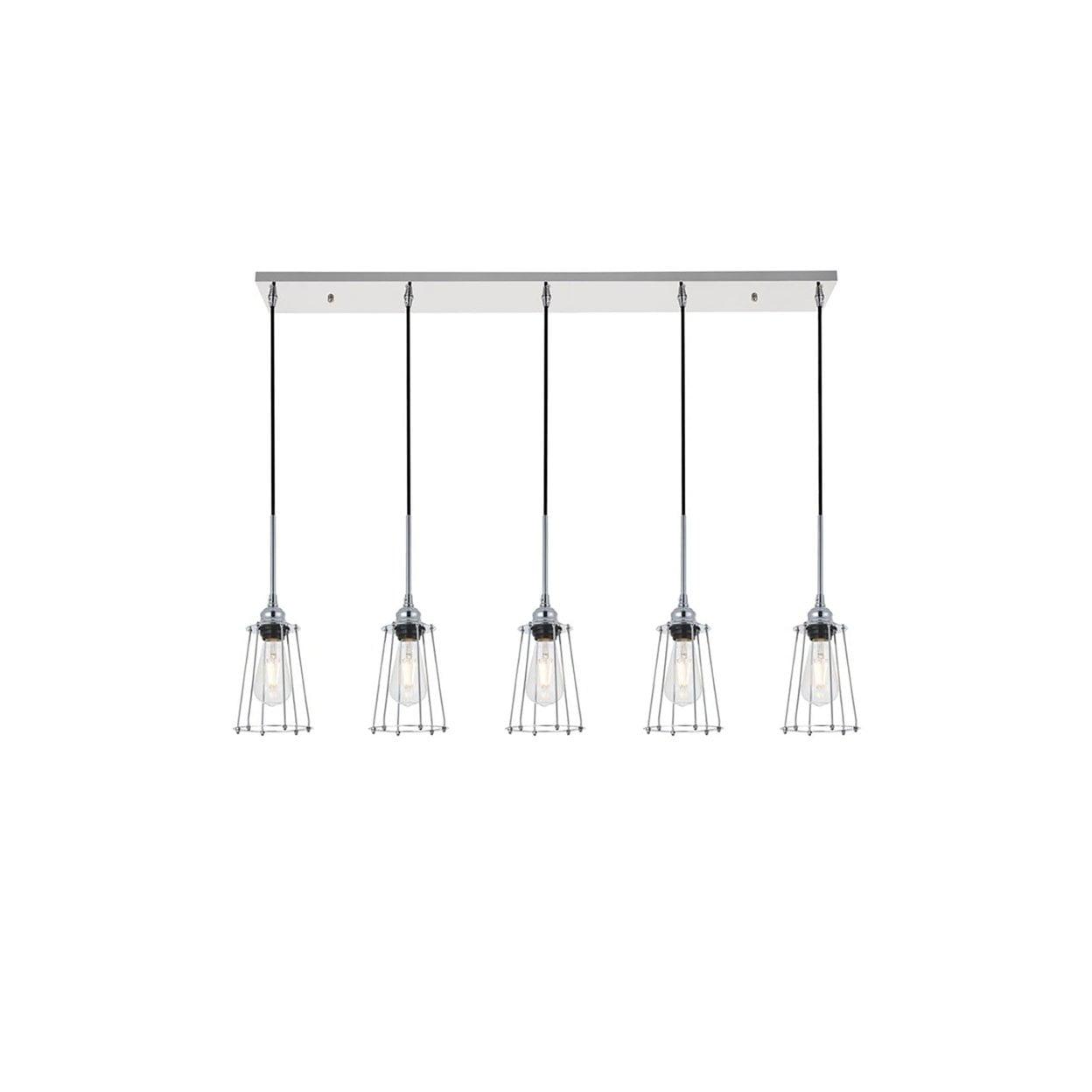 Auspice Chrome Finish 5-Light Mid-Century Modern Pendant