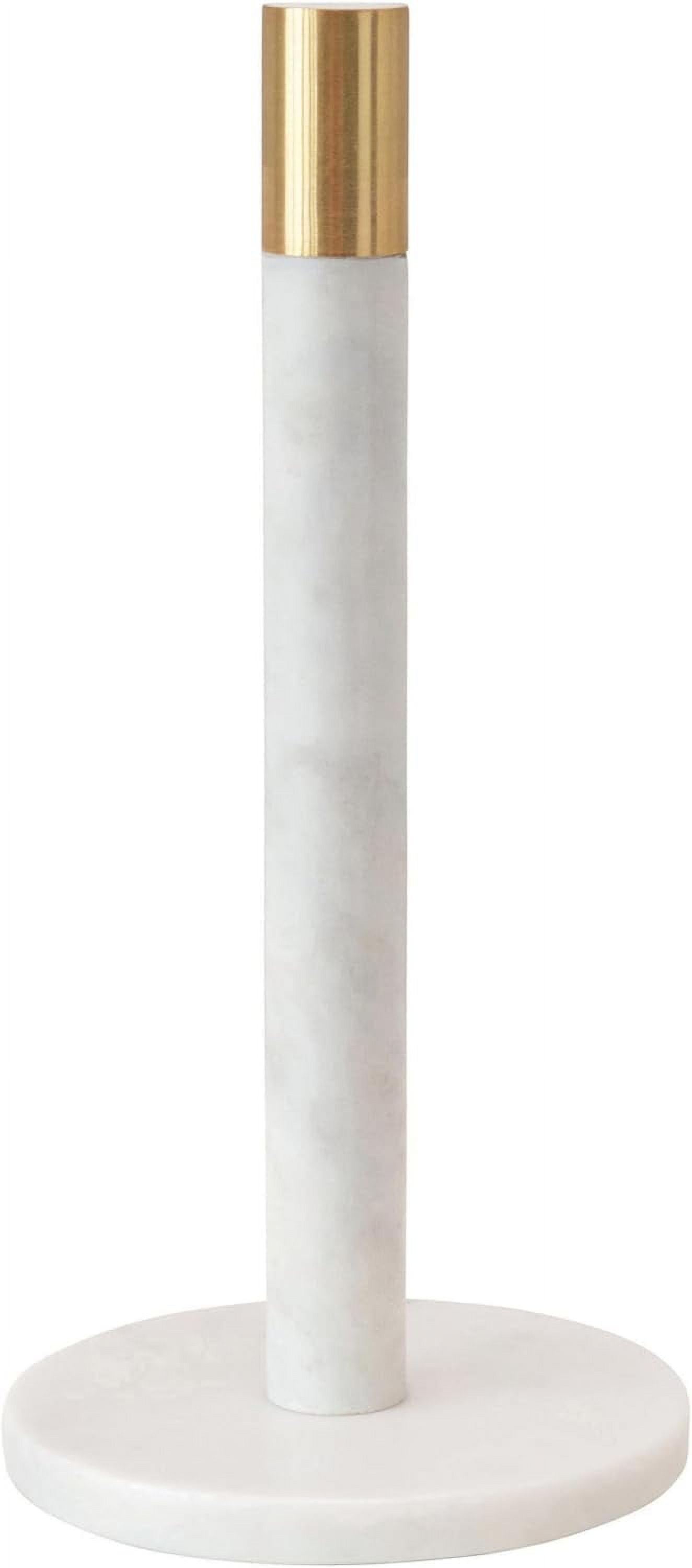Elegant White Marble & Brass Accent Paper Towel Holder, 6"x12"