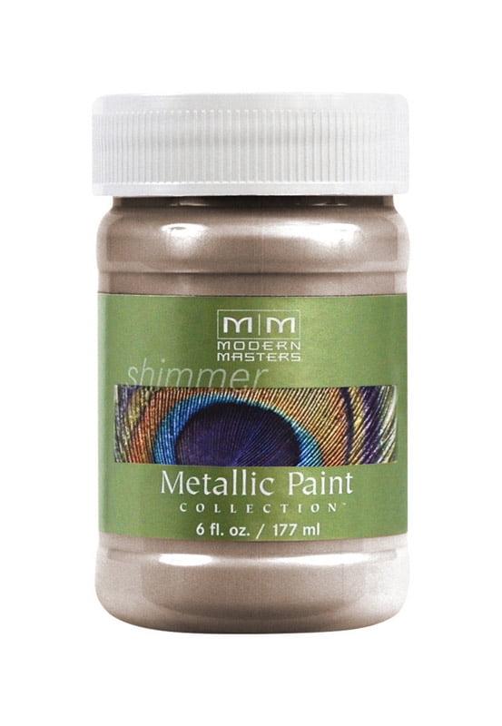 6 oz Modern Masters ME221 Warm Silver Metallic Paint Collection, Satin Water-Based Decorative Metallic Paint