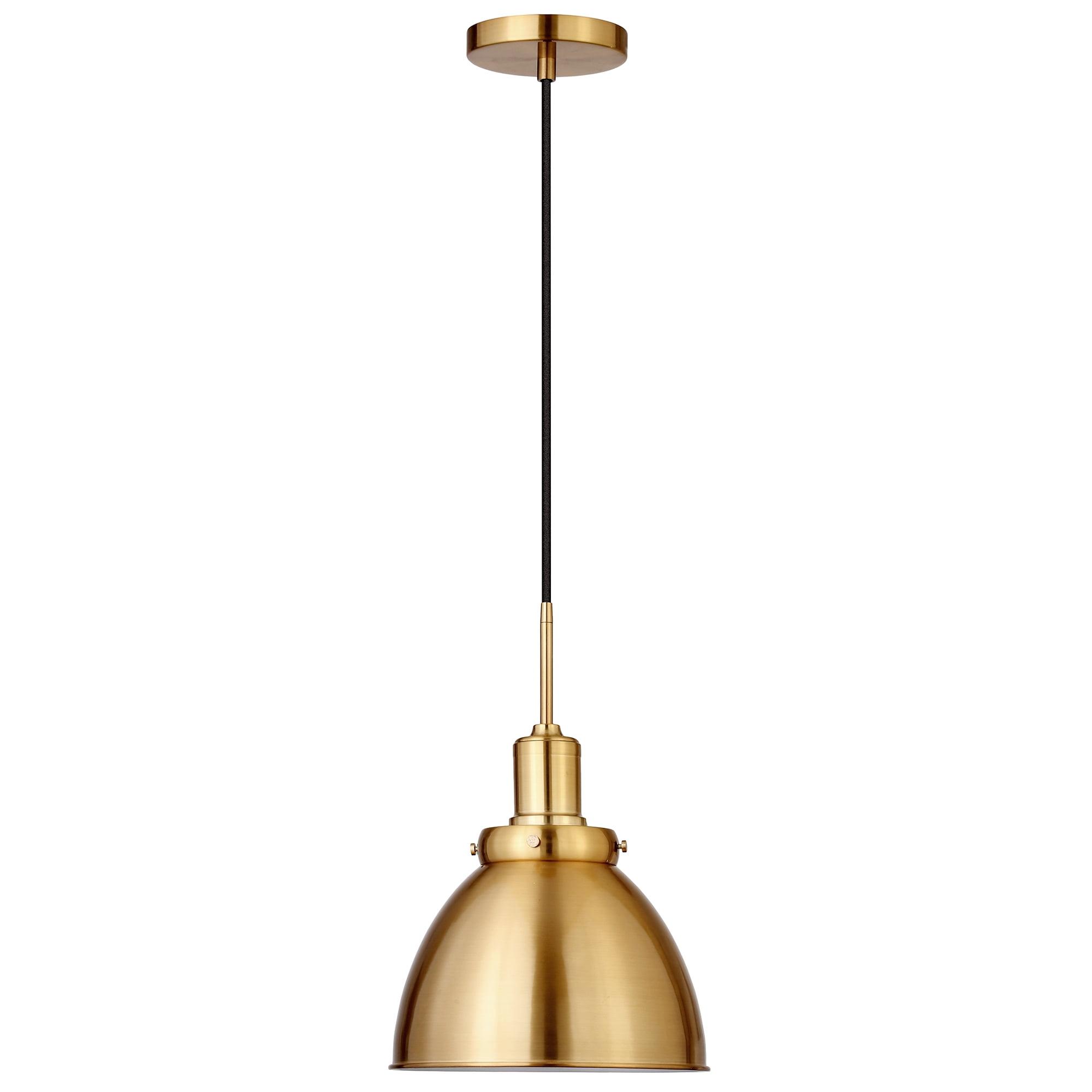 Elegant Madison 12" Brass Bowl Pendant with Polished Nickel Finish