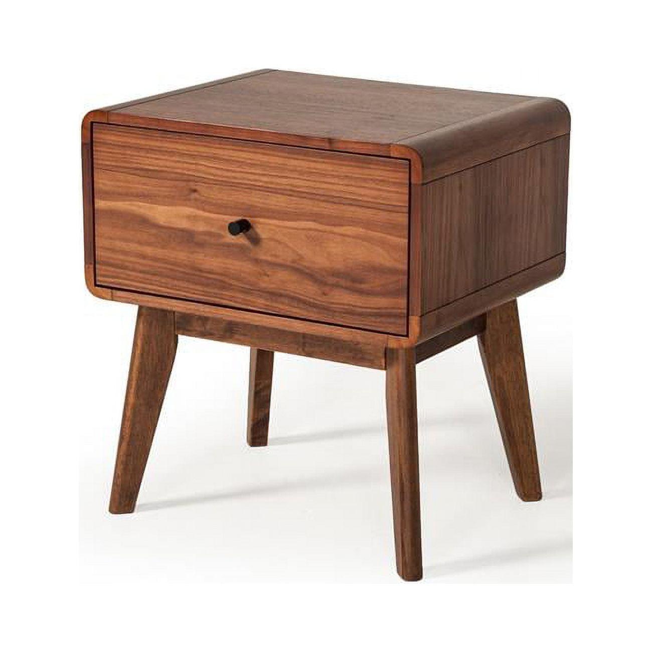 Mid-Century Modern Walnut Nightstand with Spacious Drawer