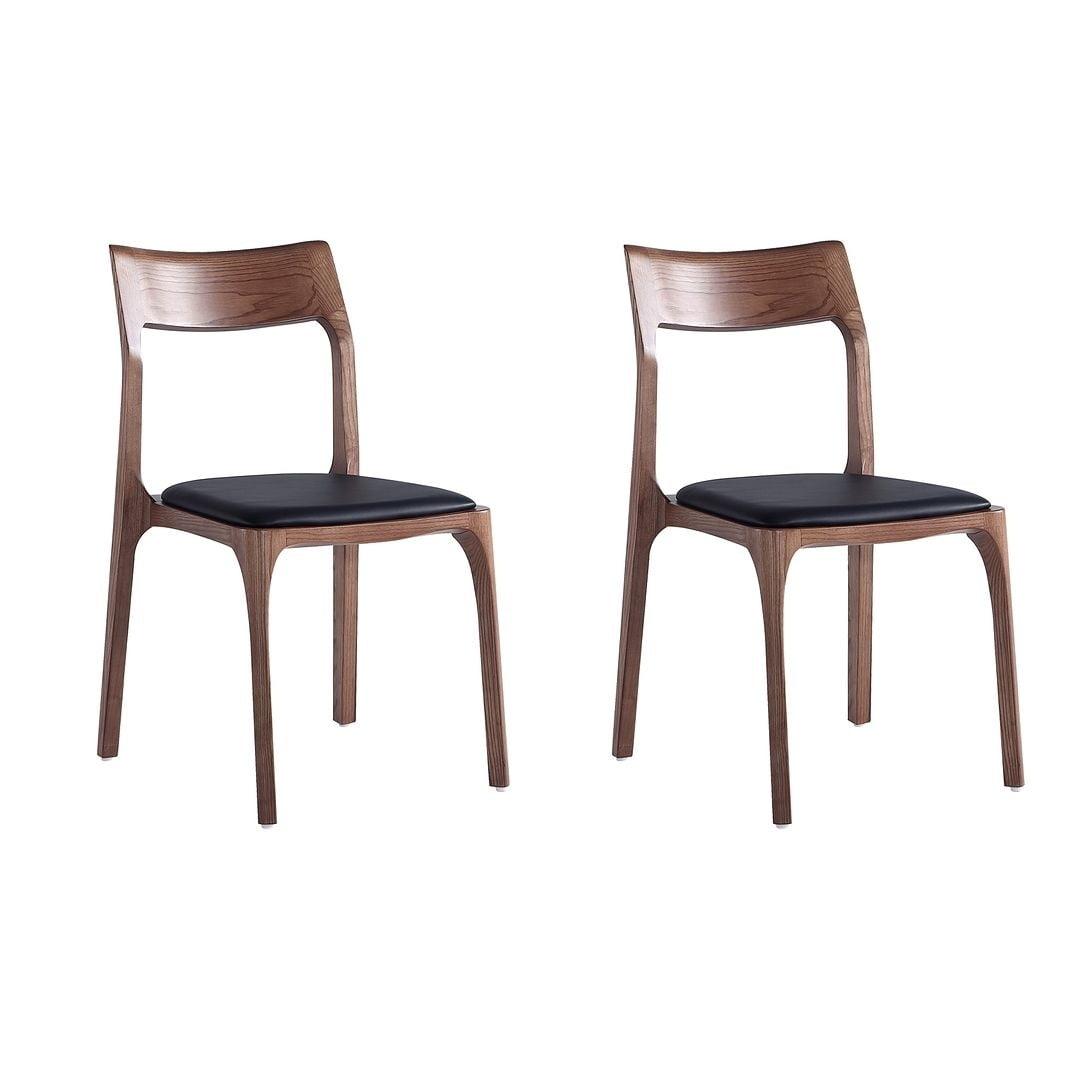 Set of 2 Moderno Modern Leatherette Upholstered Stackable Dining Chairs Black - Manhattan Comfort