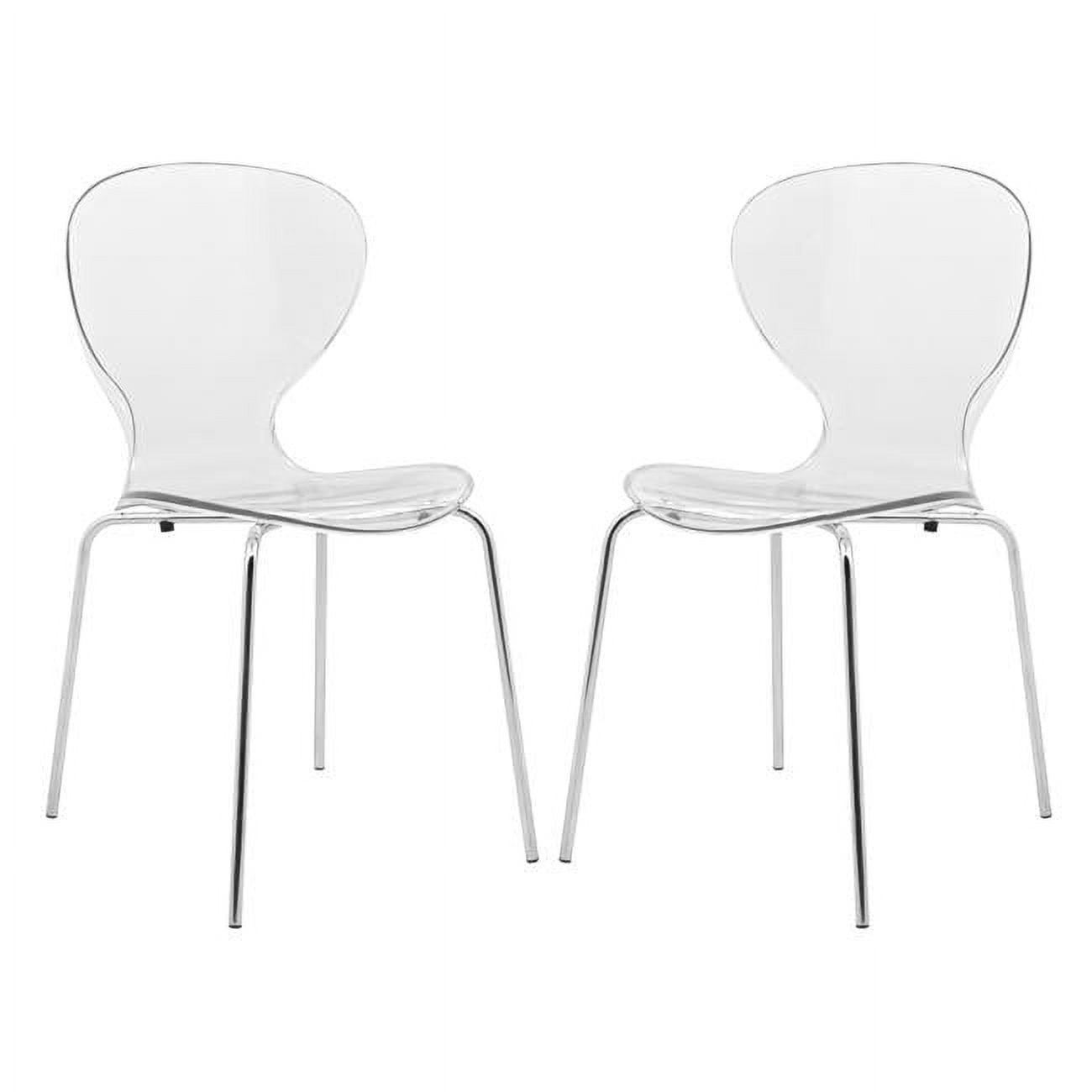 Elegant Oyster Transparent Plastic Side Chair with Chrome Legs