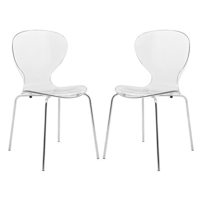 LeisureMod Modern Oyster Transparent Side Chair-Color:Clear