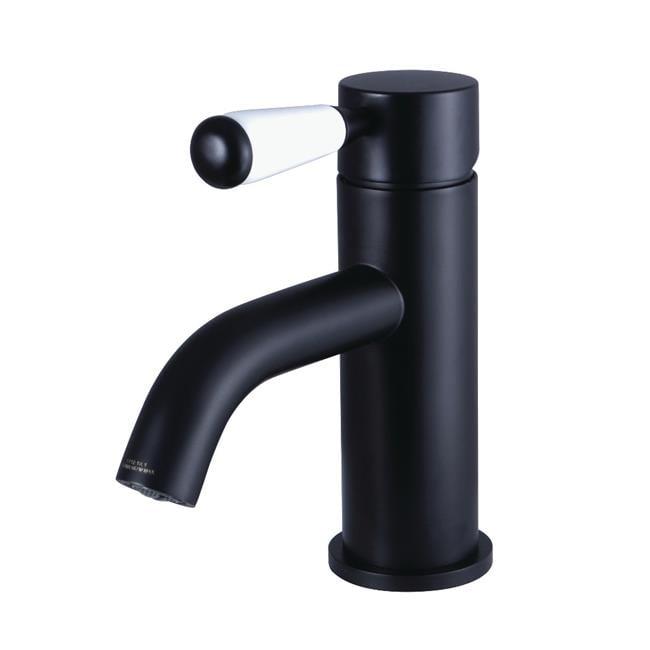 Matte Black Single-Handle Bathroom Faucet with Porcelain Lever