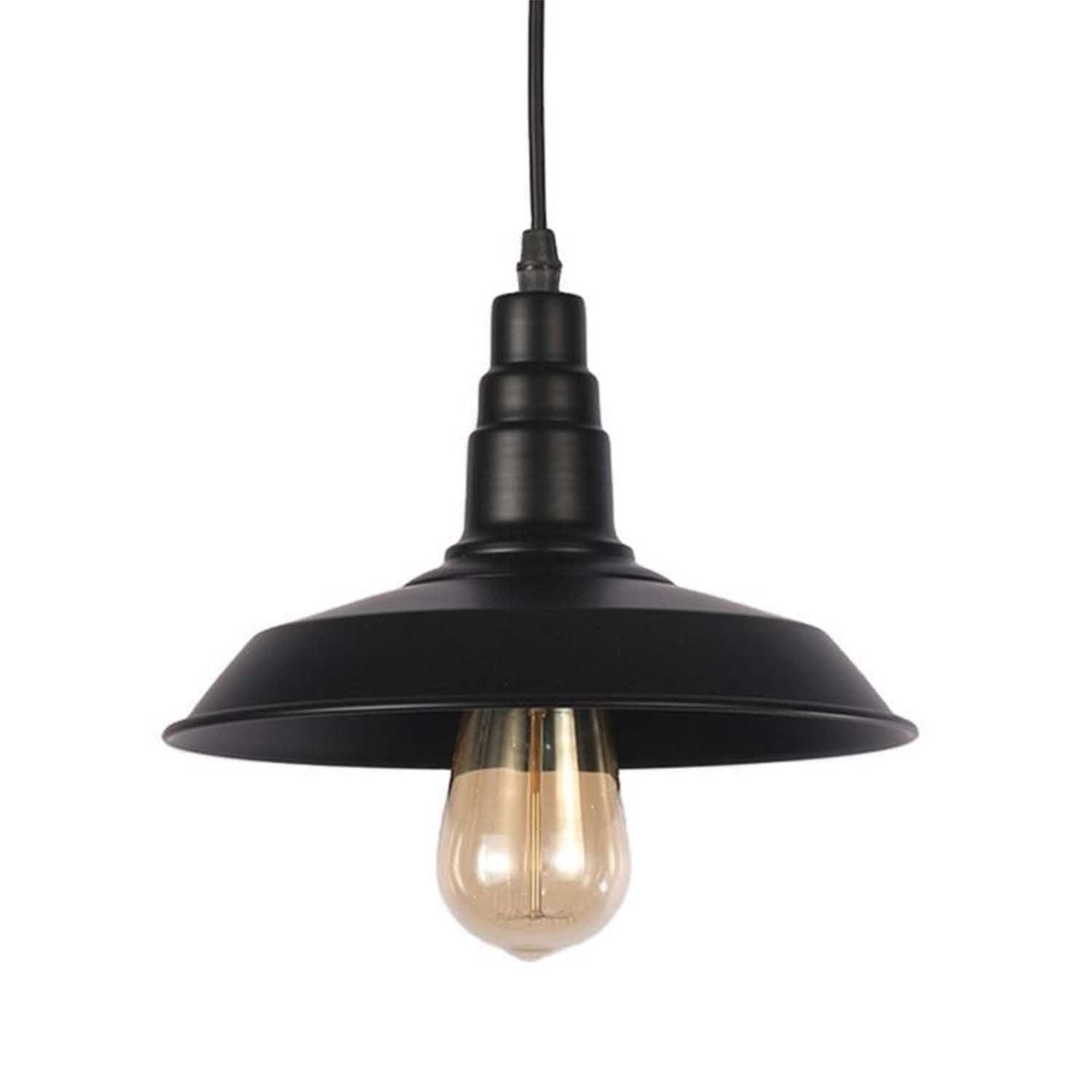 10.24 in. Black Metal Dome Farmhouse Pendant Light