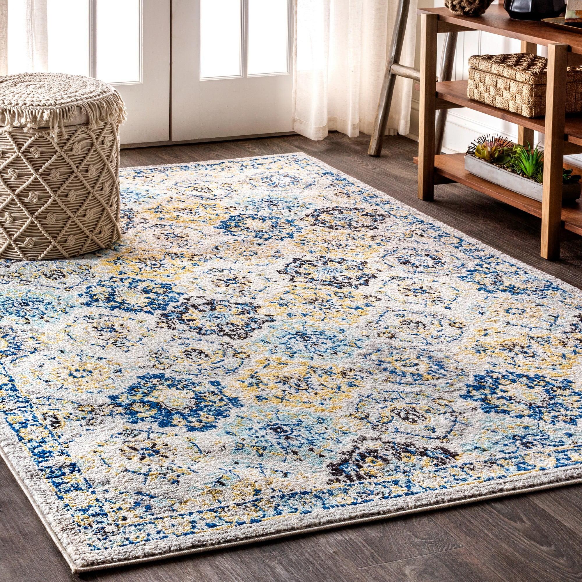 8'x10' Modern Persian Boho Vintage Trellis Area Rug, Blue/Multi - JONATHAN Y