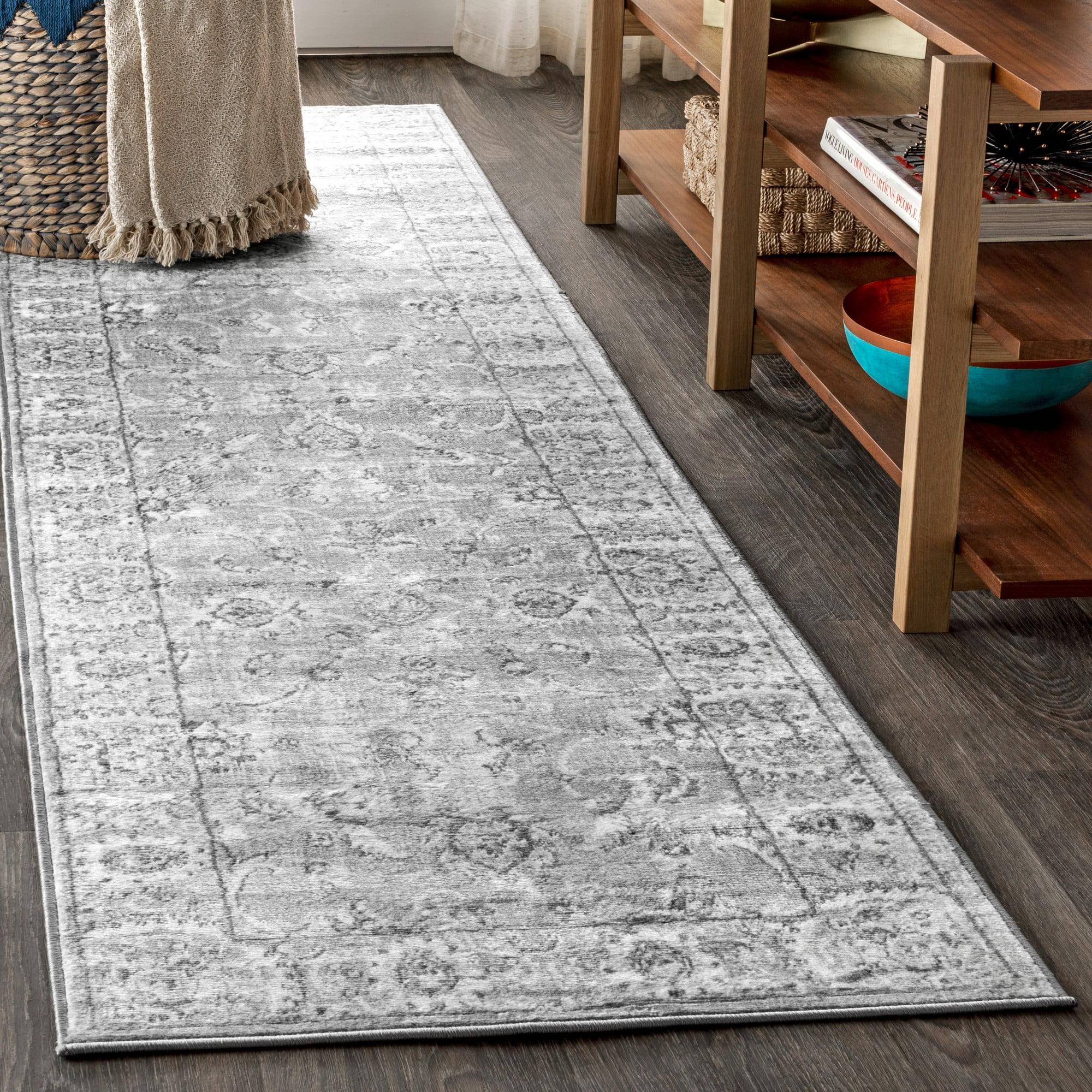 2'x8' Modern Persian Vintage Runner Rug, Light Grey - JONATHAN Y