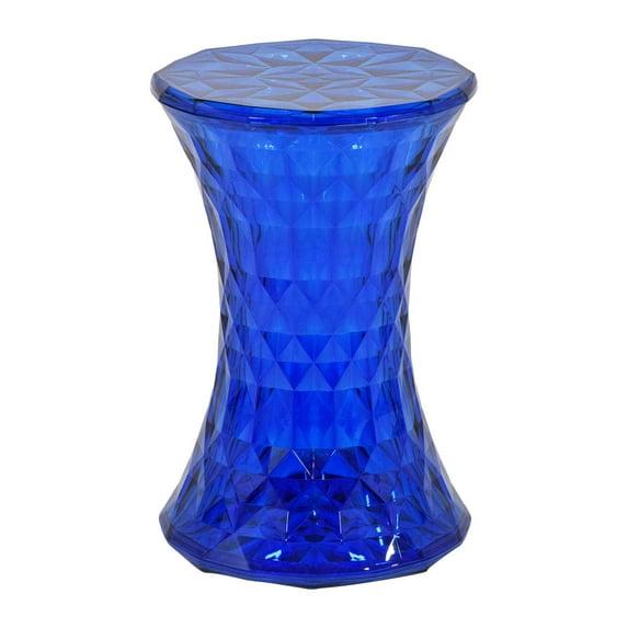 LeisureMod Vanity Modern Stool/Side Table, Transparent Blue