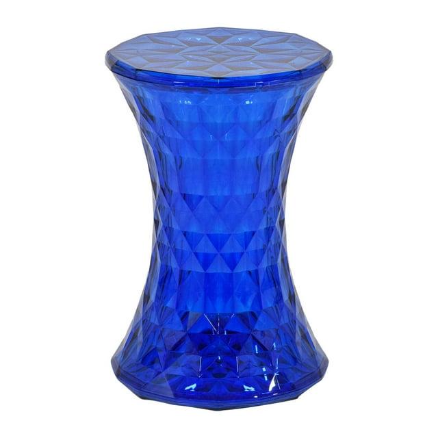LeisureMod Vanity Modern Stool/Side Table, Transparent Blue