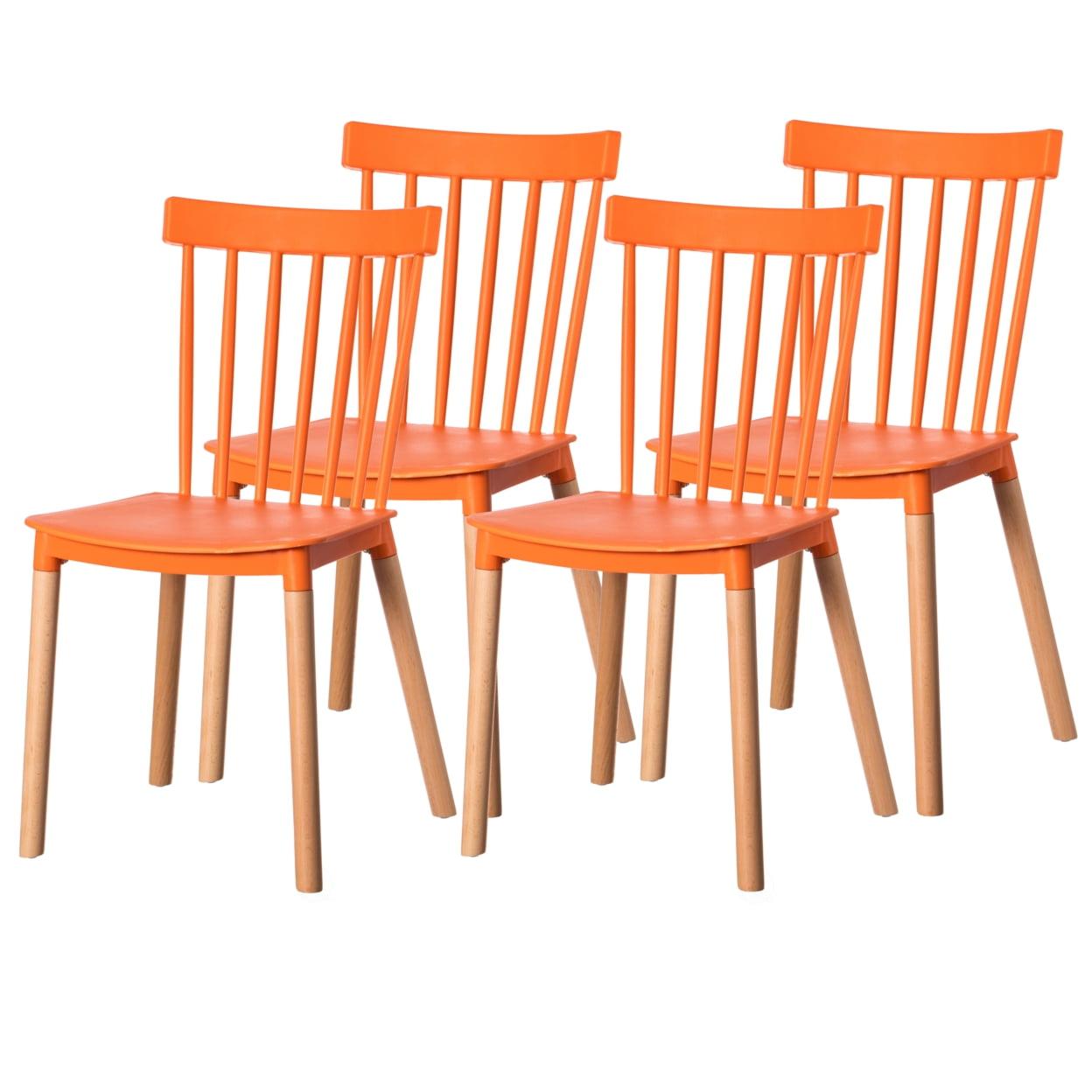 Fabulaxe Modern Plastic Dining Chair Windsor Design with Beech Wood Legs