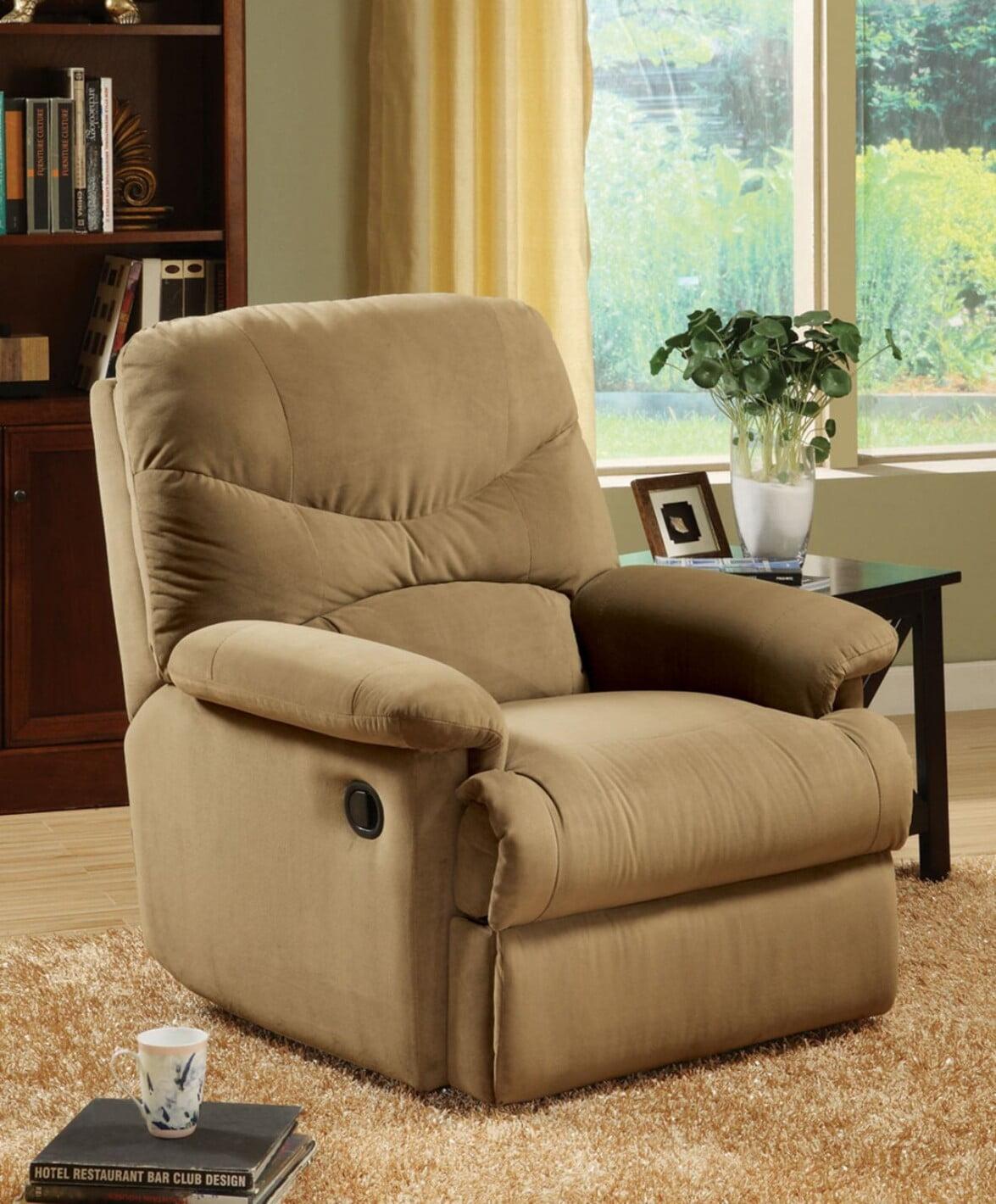 Light Brown Microfiber Lift Recliner with Wood Frame