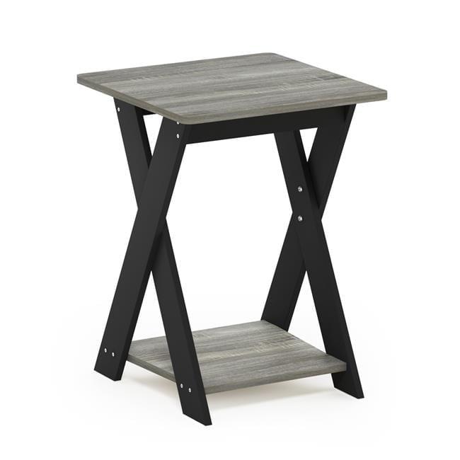 Modern Simplistic Criss-Crossed End Table, French Oak Grey & Black