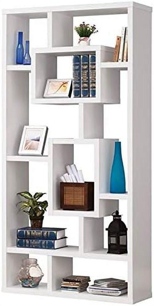 Casual Symmetrical Geometric Cube Bookcase in Fresh White