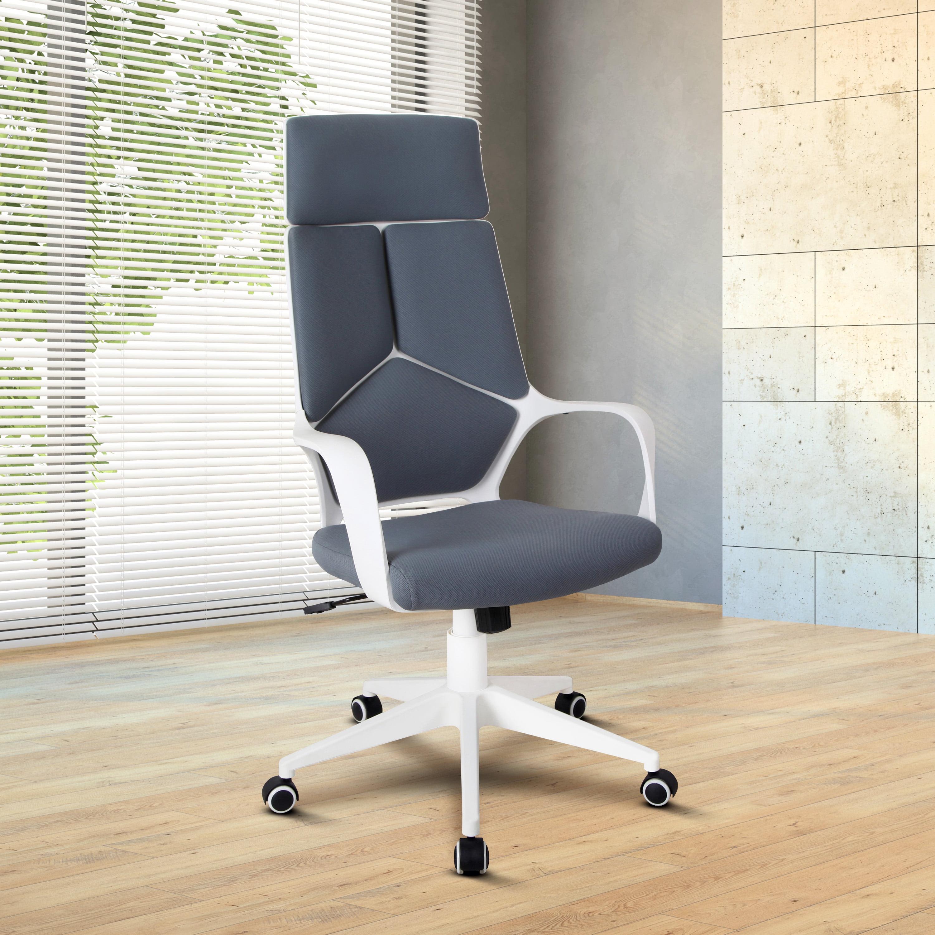 Modern Studio Office Chair Gray/White - Techni Mobili: Swivel, Adjustable, Ergonomic with Nylon Base