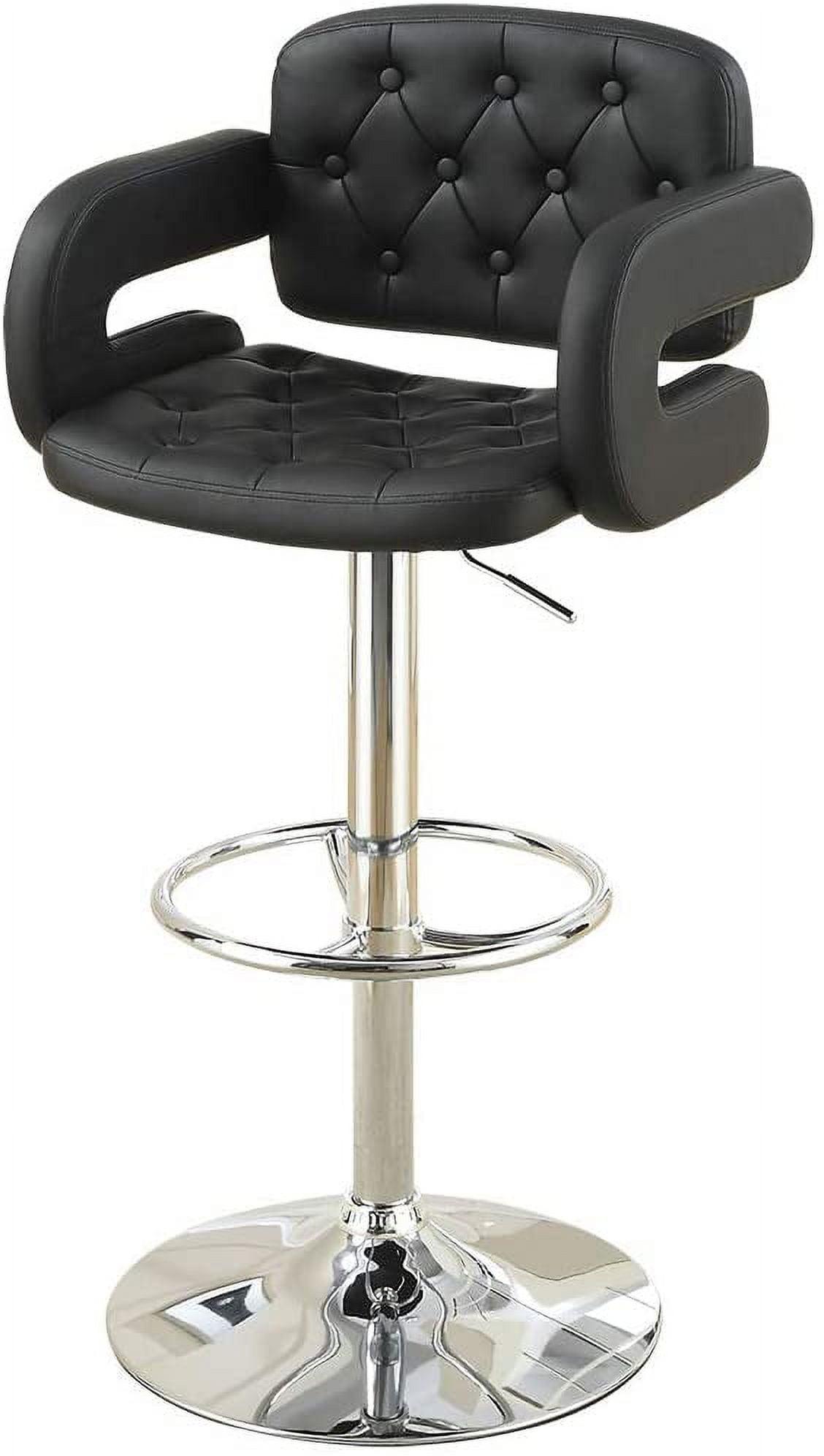 Adjustable Black and Silver Faux Leather Barstool with Chrome Base