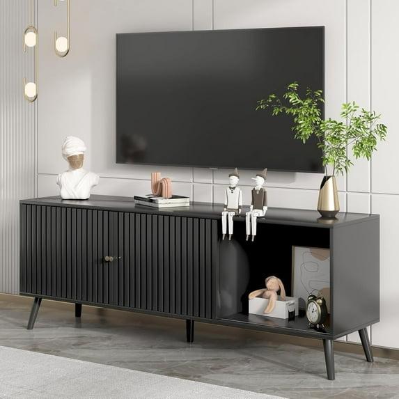 George Oliver Modern TV Stand for Televisions up to 70 Inches, with Sliding Doors and Storage, Television Stands, TV Consoles, Media Consoles for Living Room