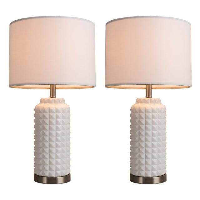 SIMPOL HOME SIMPOL HOME 25 in. Ceramic Table Lamp with Natural White Linen Shade (Set of 2)