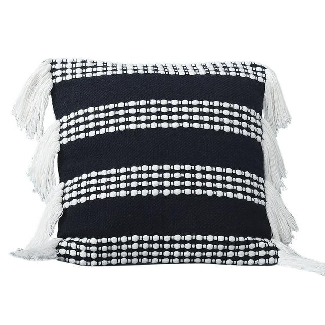 Modern Threads 18" x 18" Black Stripe 100% Cotton Decorative Pillow Cover, Irma