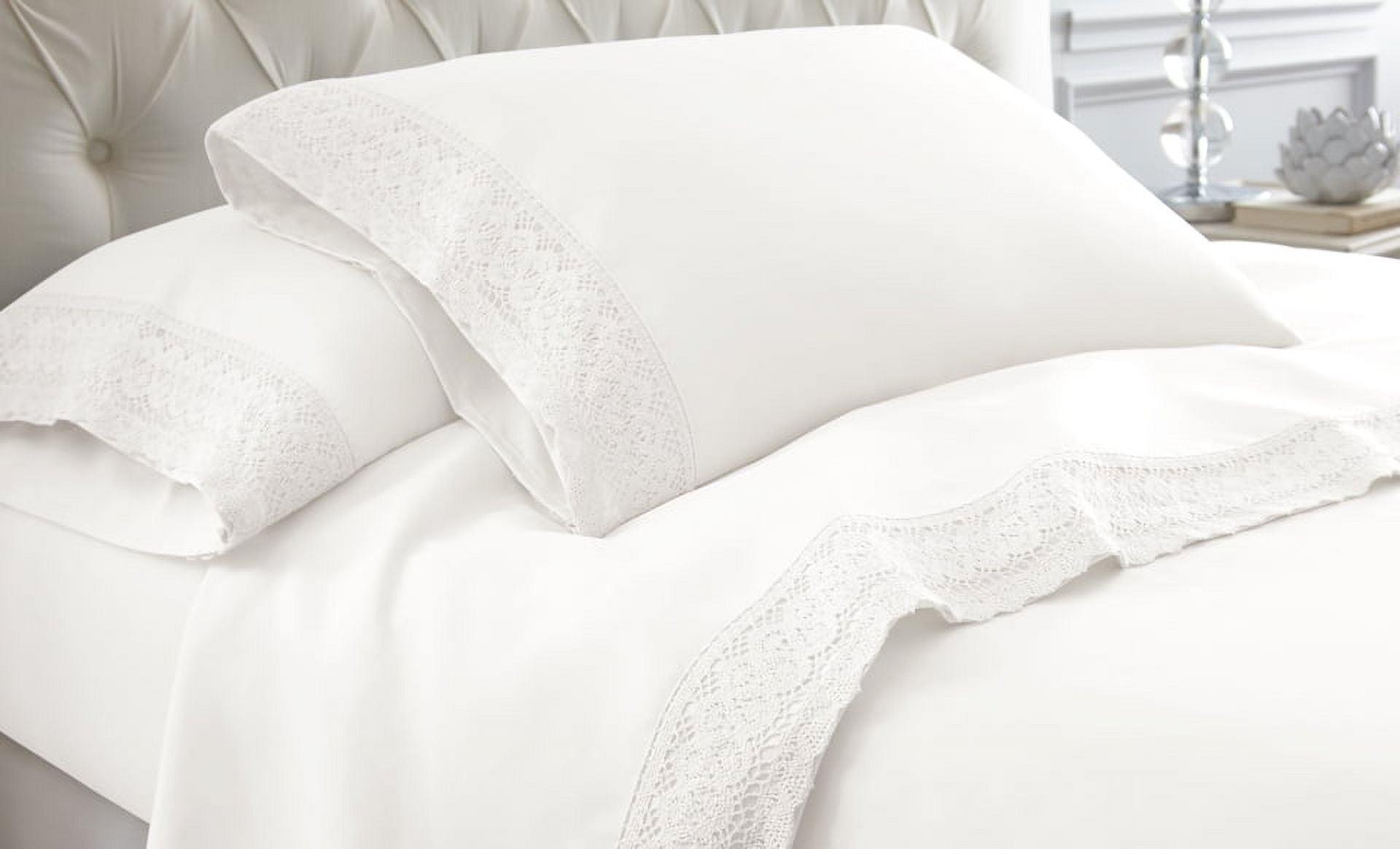 Modern Threads Yate Soft Microfiber Crochet Lace Sheets - Luxurious Microfiber Bed Sheets - Includes Flat Sheet, Fitted Sheet with Deep Pockets, & Pillowcases