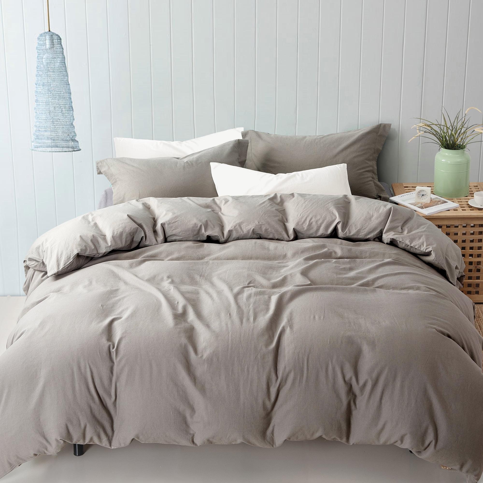 Gray King Linen and Cotton Duvet Cover Set