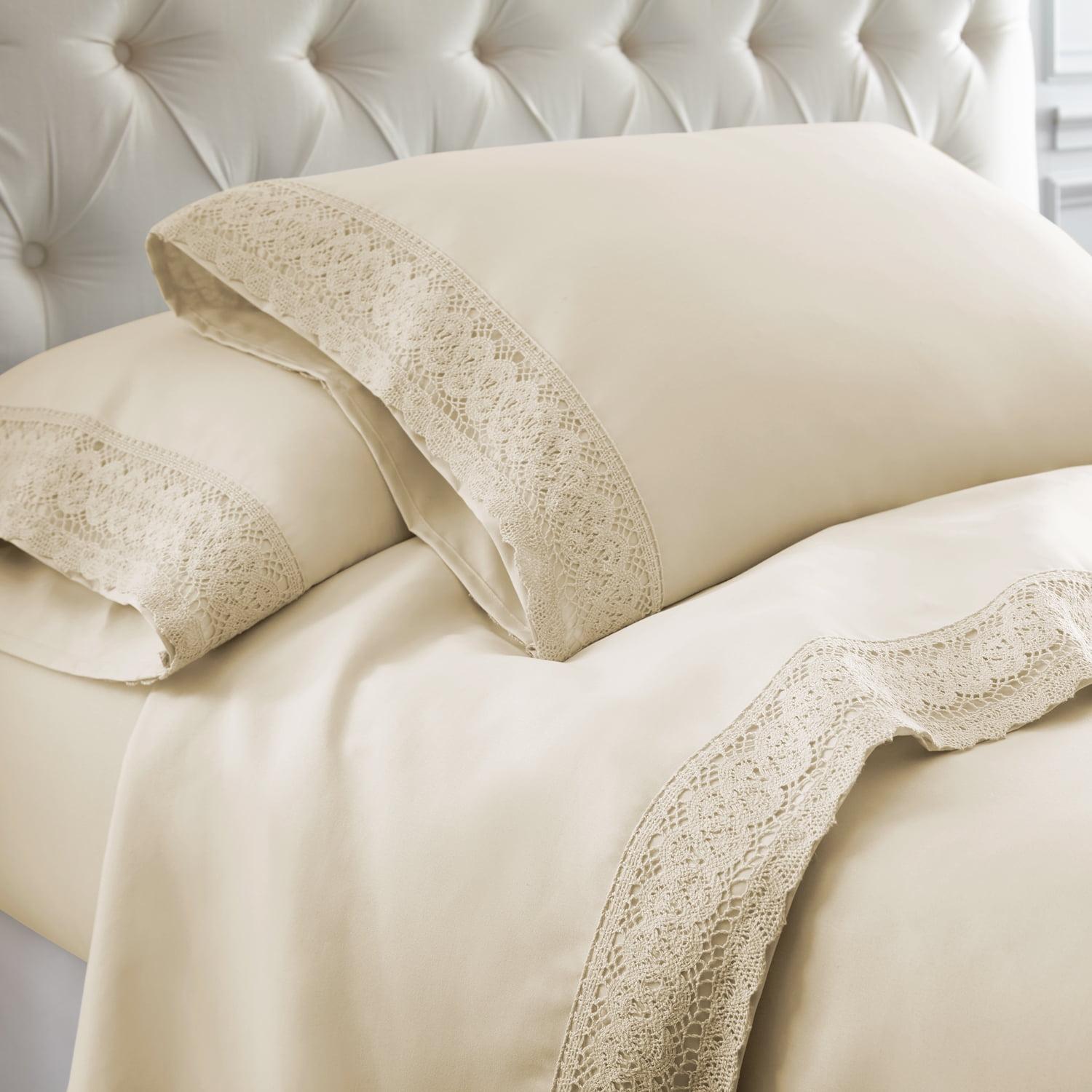 Modern Threads Modern Threads Yate Soft Microfiber Crochet Lace Sheets - Luxurious Microfiber Bed Sheets - Includes Flat Sheet, Fitted Sheet with Deep Pockets, & Pillowcases