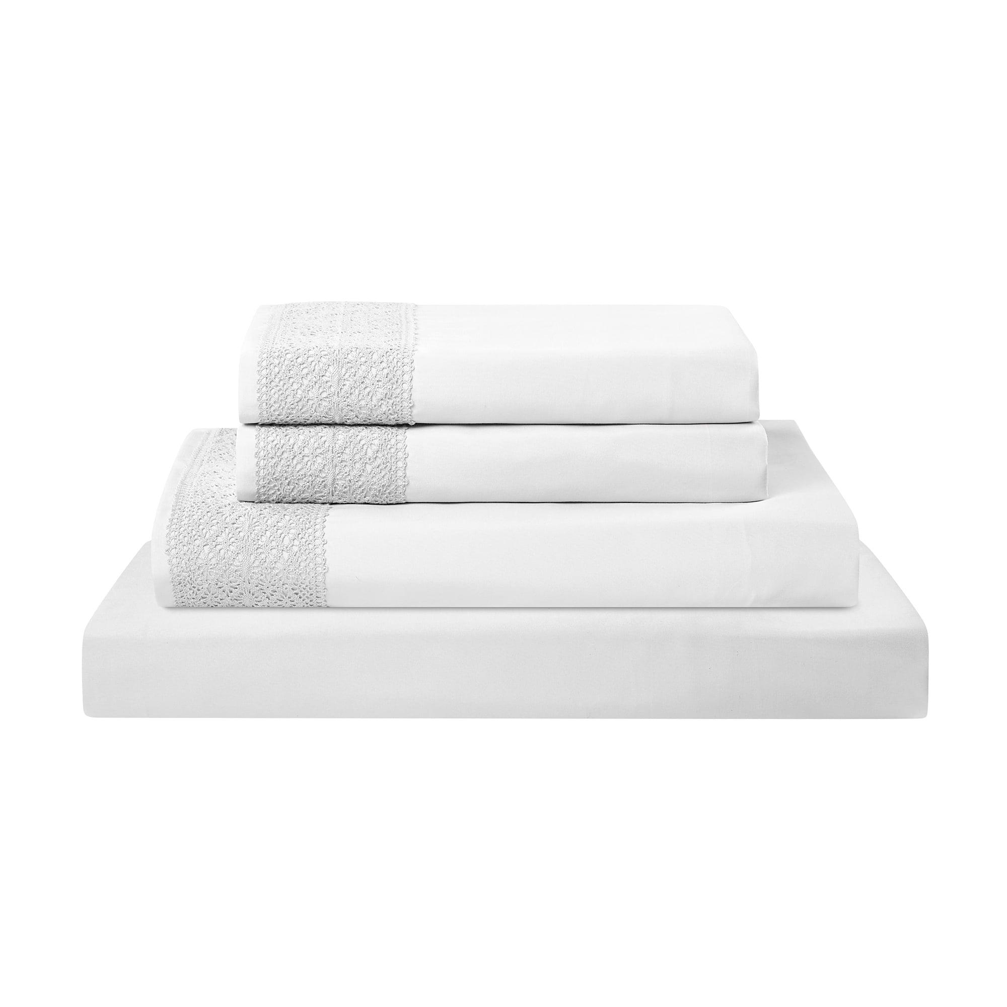 Modern Threads Yate Soft Microfiber Crochet Lace Sheets - Luxurious Microfiber Bed Sheets - Includes Flat Sheet, Fitted Sheet with Deep Pockets, & Pillowcases