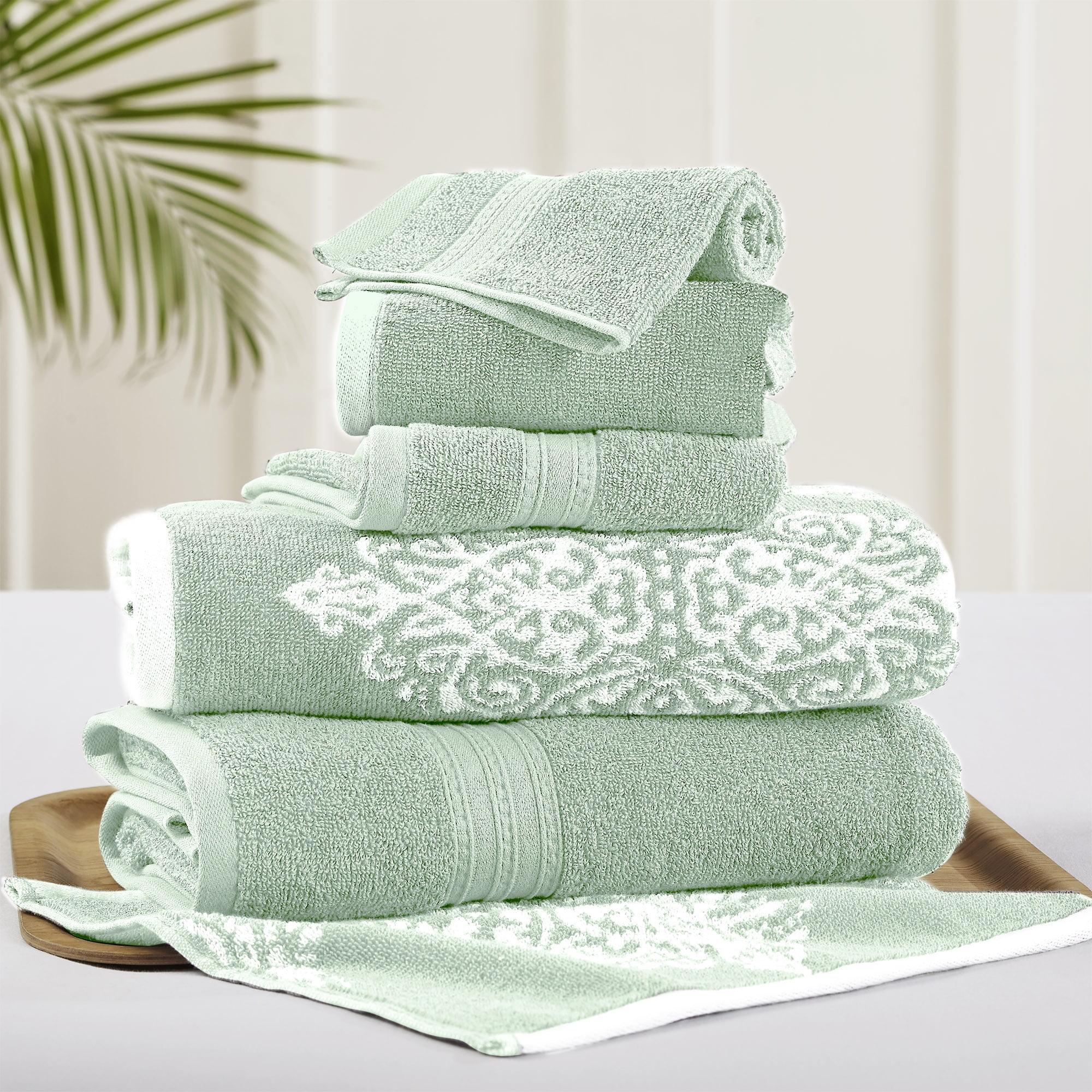 Artesia Damask Sage Cotton 6-Piece Towel Set