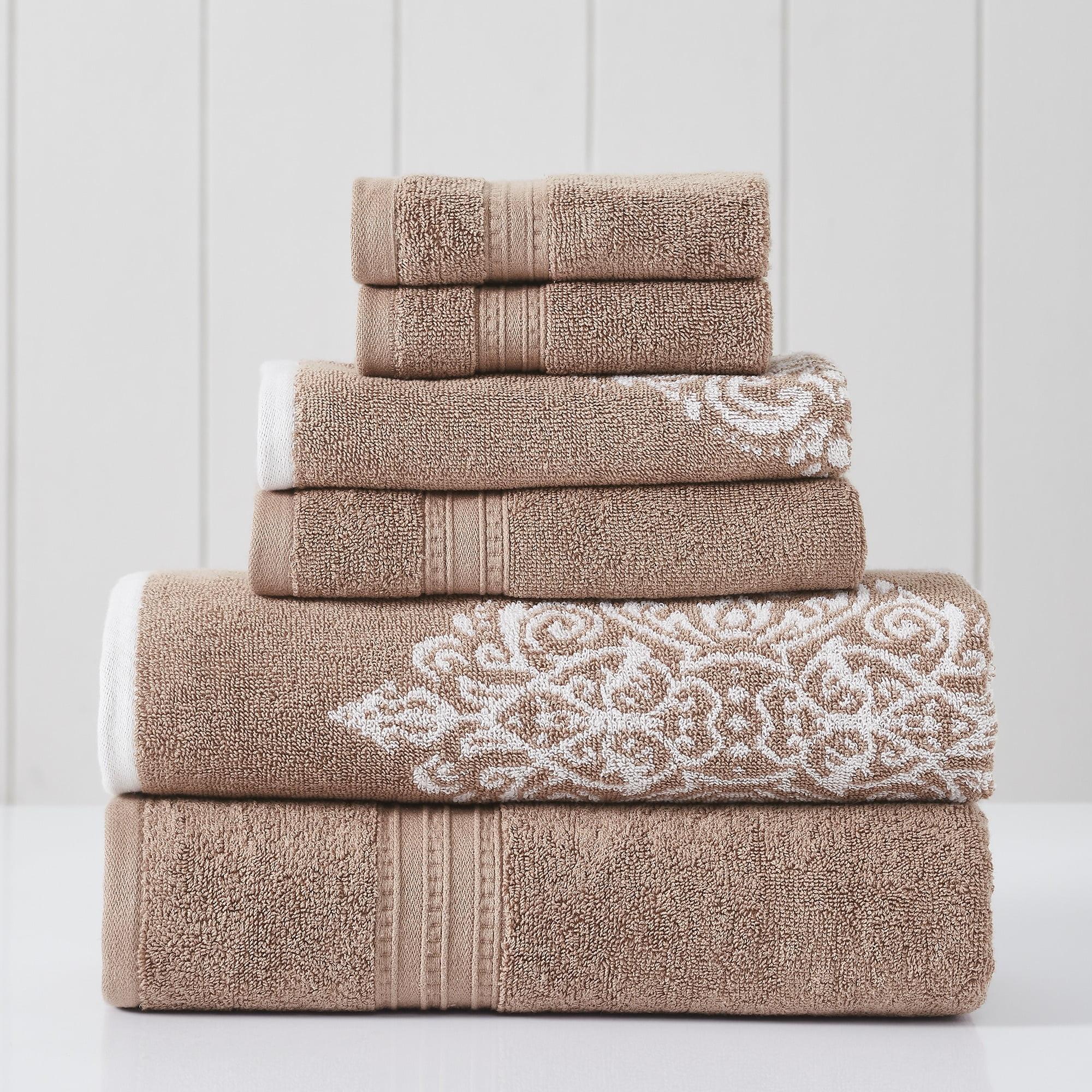 Modern Threads Artesia Damask 6-Piece Reversible Yarn Dyed Jacquard Towel Set - Bath Towels, Hand Towels, & Washcloths - Super Absorbent & Quick Dry