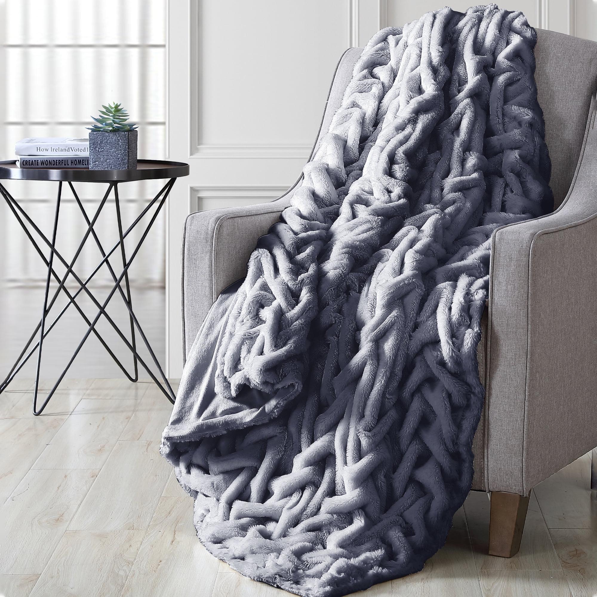 Modern Threads Luxury Solid Braided Faux Fur Throw, 50 x 60.